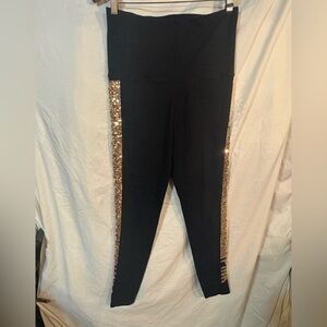 PINK Victoria’s Secret Black and Gold Sequin Pants